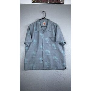 Banana Split USA Shirt Mens XL Gray Palm Tree Hawaiian Short Sleeve Button Front